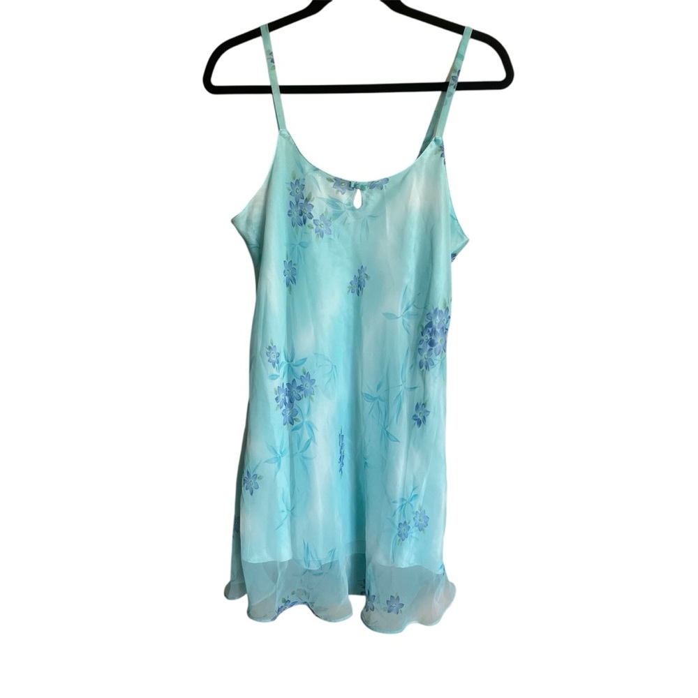 Vintage Lord & Taylor Baby Blue Floral Slip Dress Size M